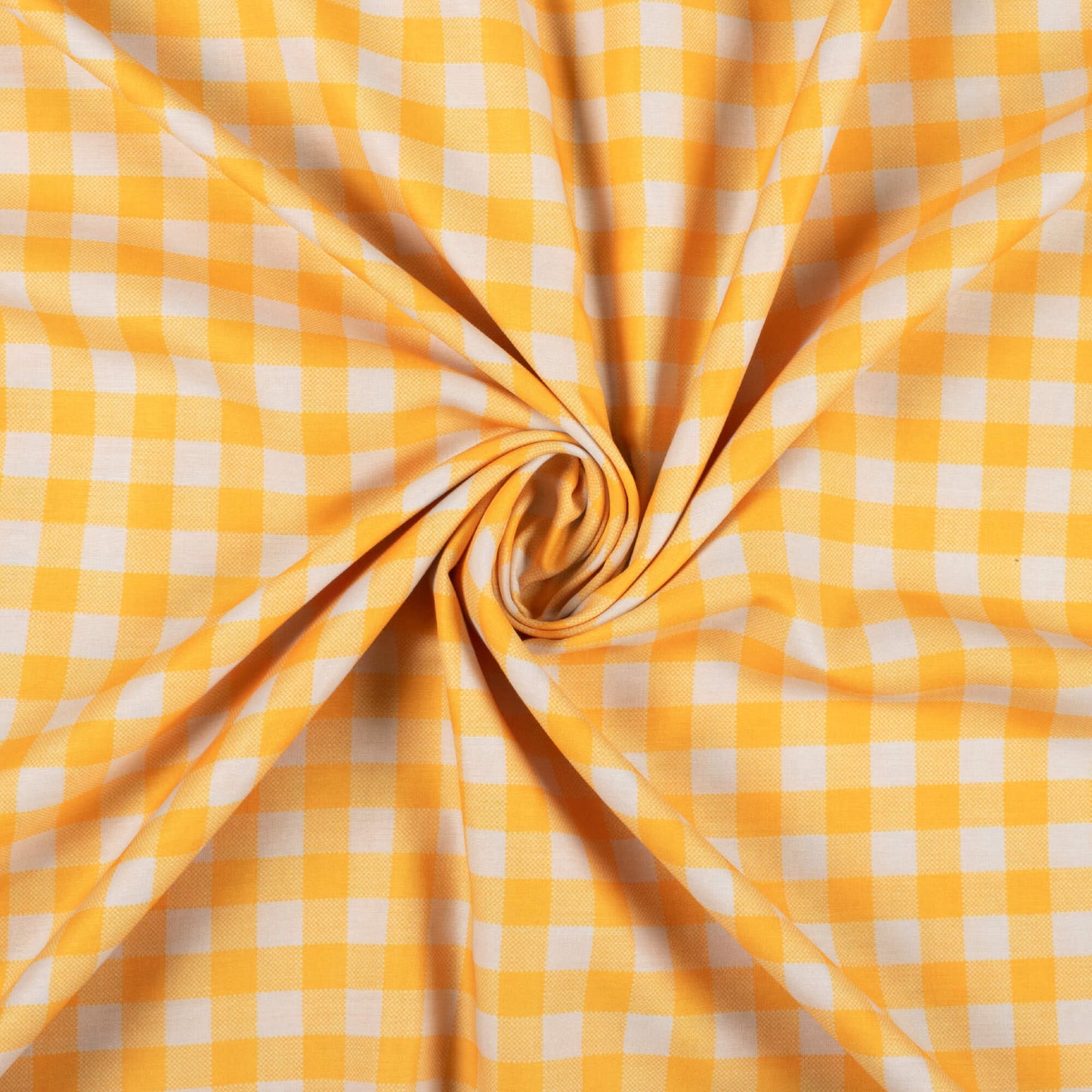 Yellow Checks Pattern Digital Print Muslin Fabric