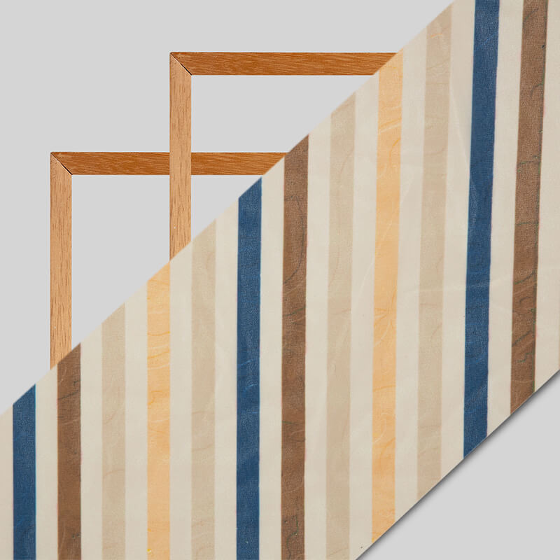 Cream And Brown Stripes Pattern Digital Print American Crepe Fabric - Fabcurate