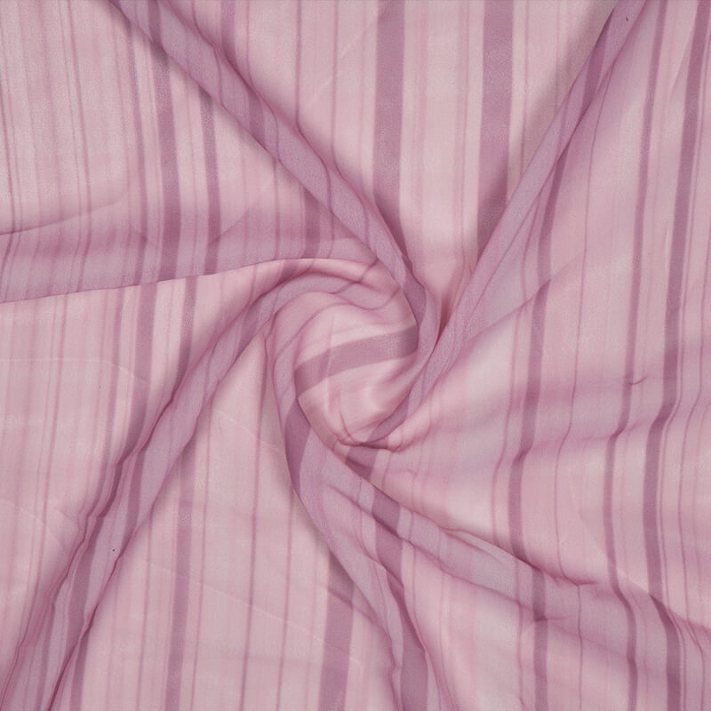 Pastel Pink Stripes Pattern Digital Print American Crepe Fabric - Fabcurate