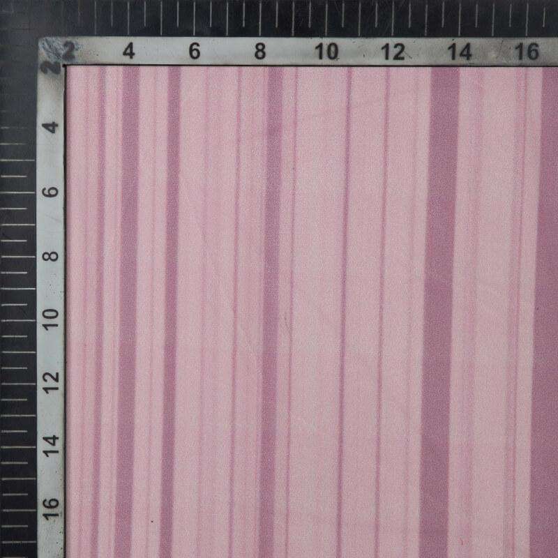 Pastel Pink Stripes Pattern Digital Print American Crepe Fabric - Fabcurate