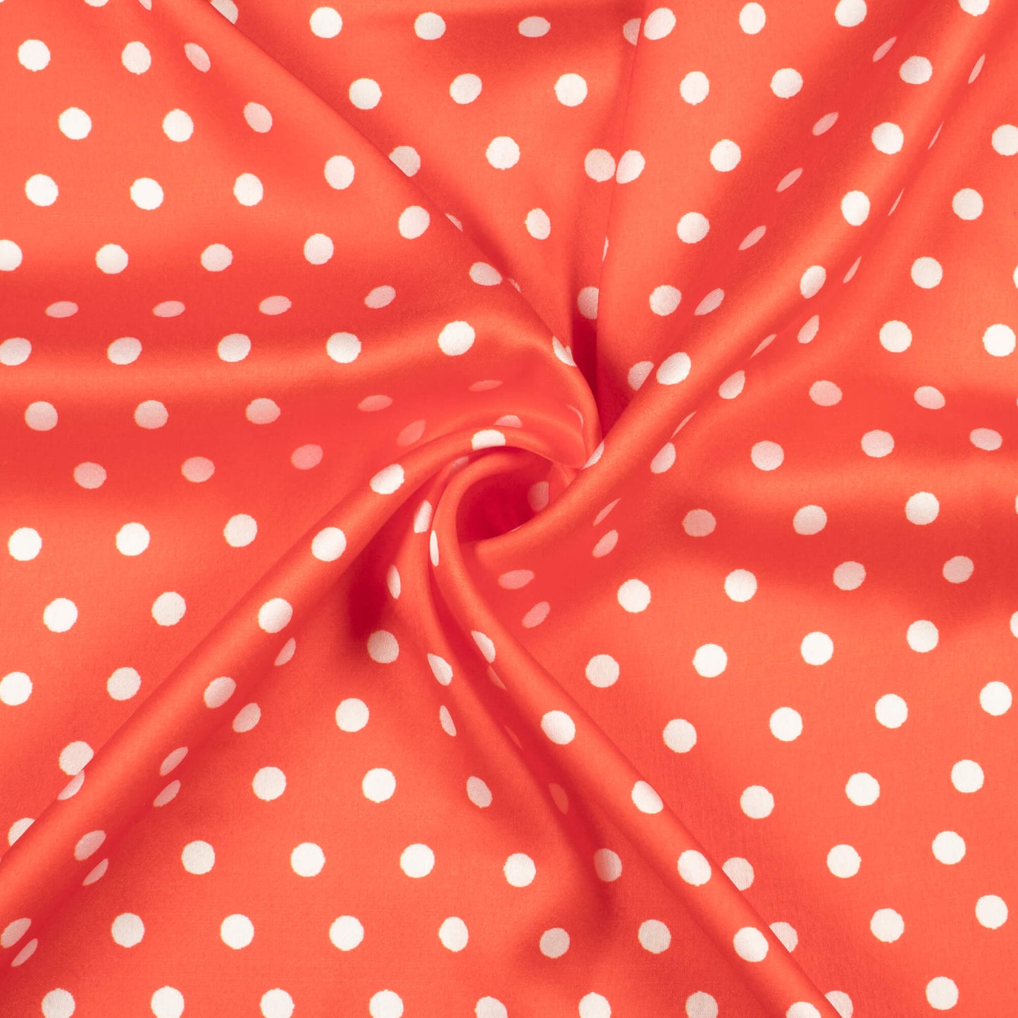 Red And White Polka Dot Digital Print Japan Satin Fabric