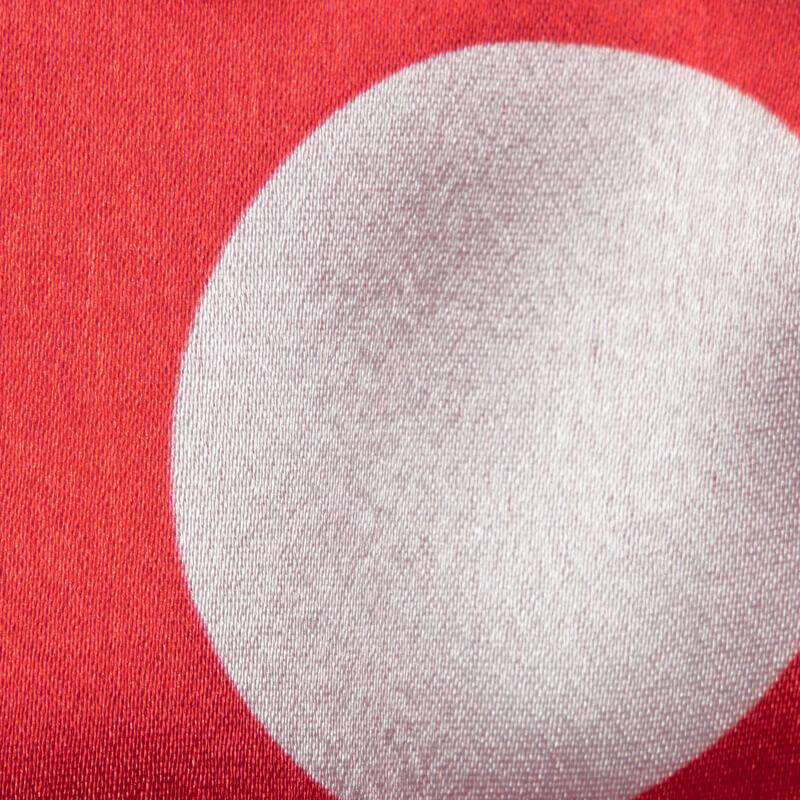 Red And White Polka Dot Digital Print Japan Satin Fabric - Fabcurate