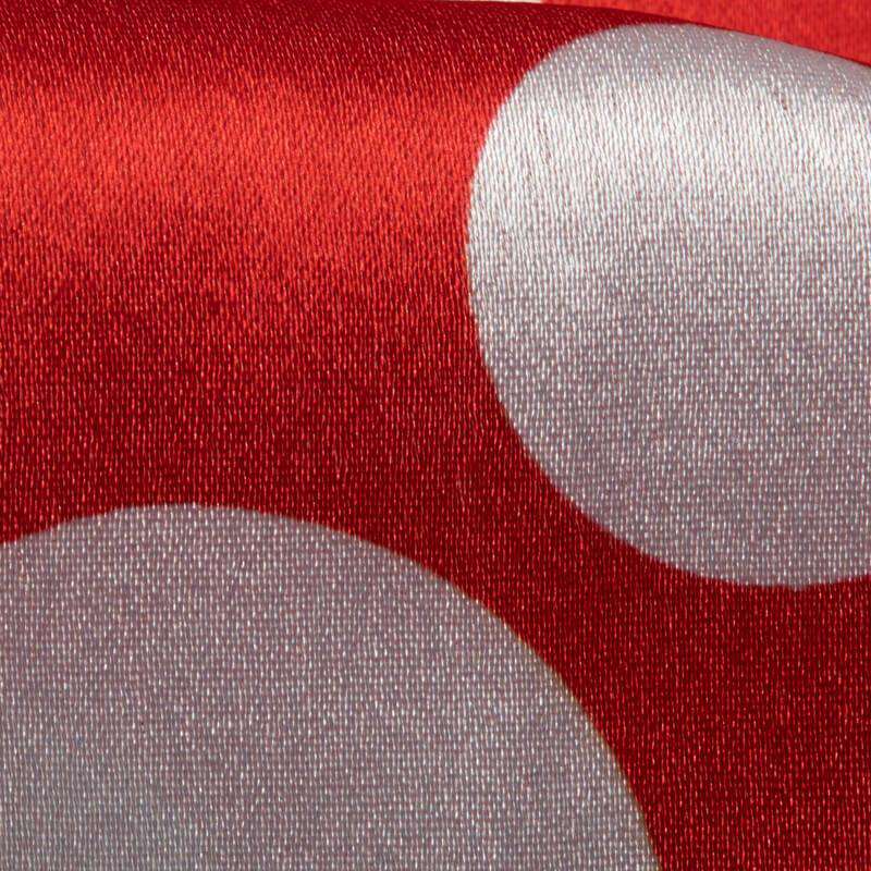 White And Red Polka Dot Digital Print Japan Satin Fabric - Fabcurate