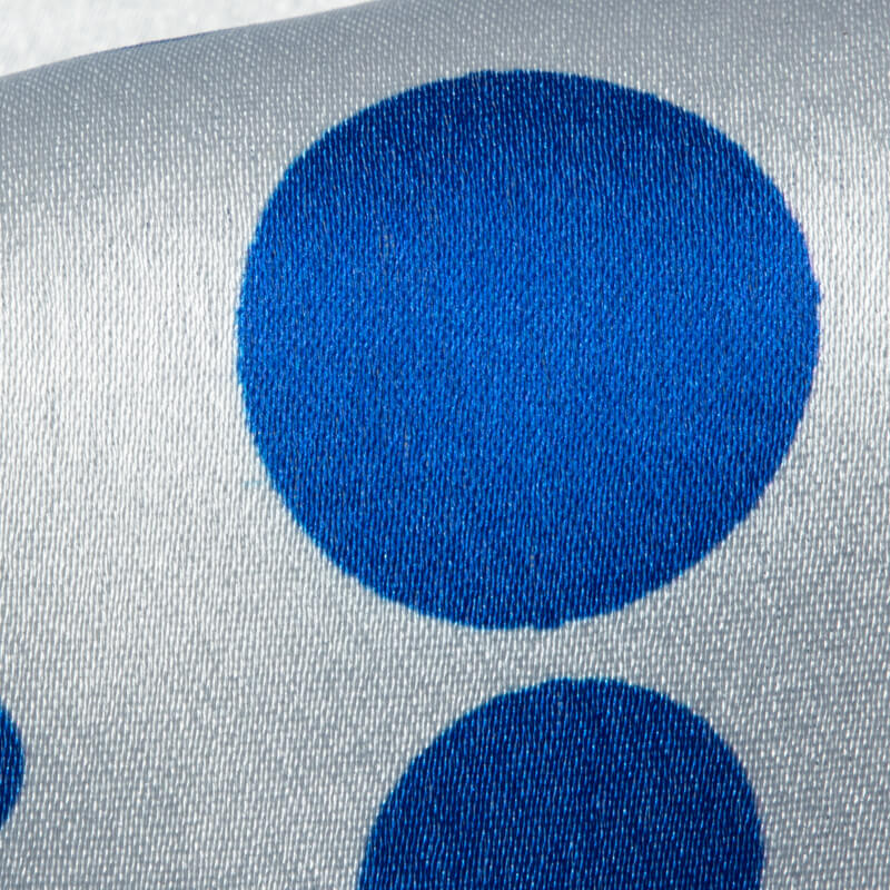 Royal Blue And White Polka Dots Digital Print Japan Satin Fabric - Fabcurate