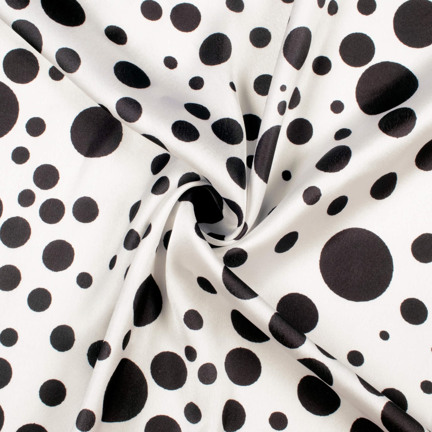 Black And White Polka Dot Digital Print Japan Satin Fabric