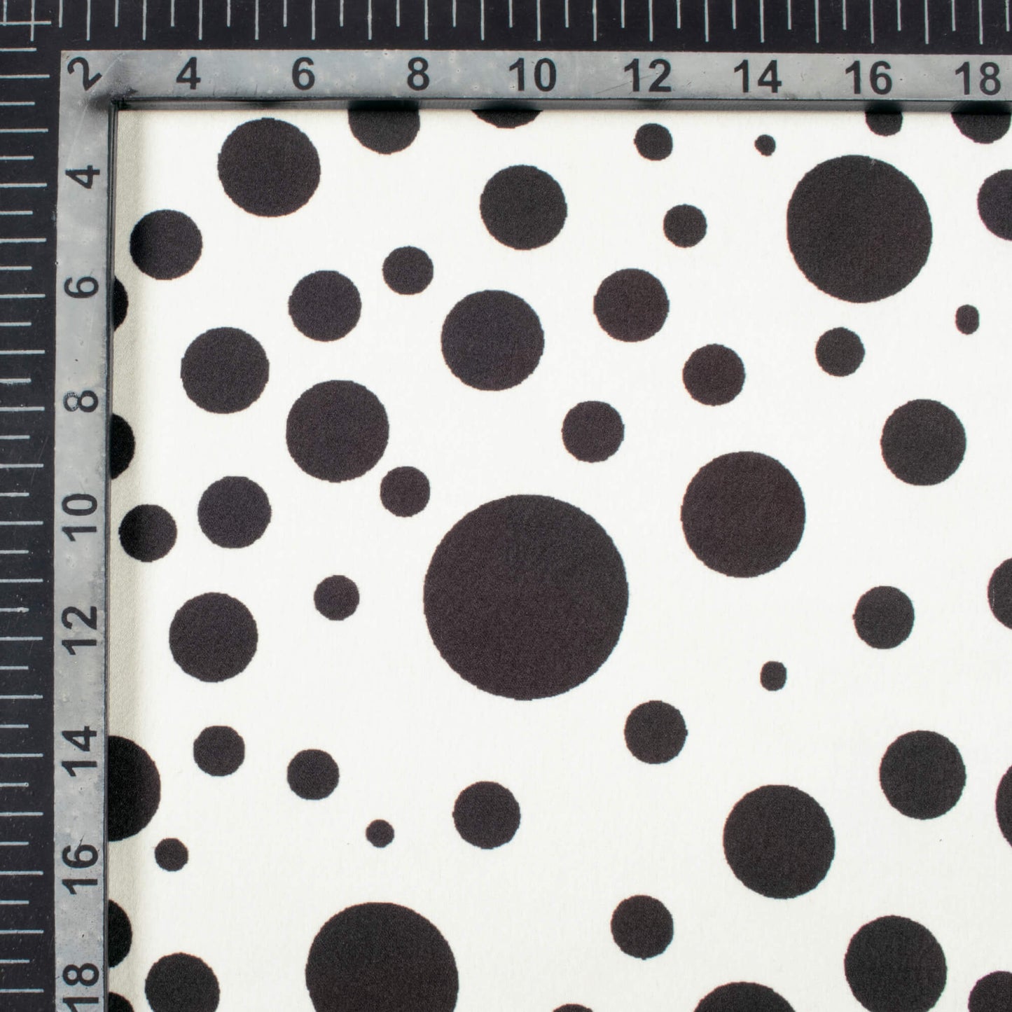 Black And White Polka Dot Digital Print Japan Satin Fabric