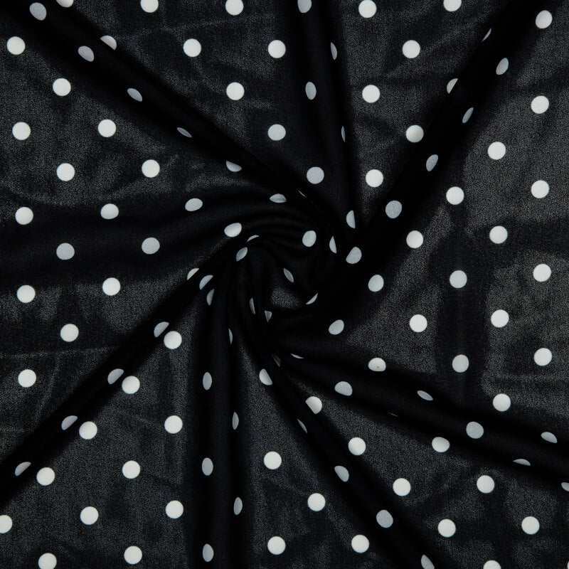 Black And White Polka Dot Digital Print Georgette Fabric