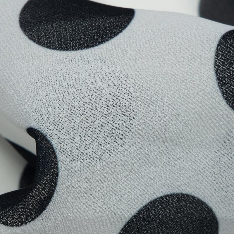 Black And White Polka Dot Digital Print Georgette Fabric