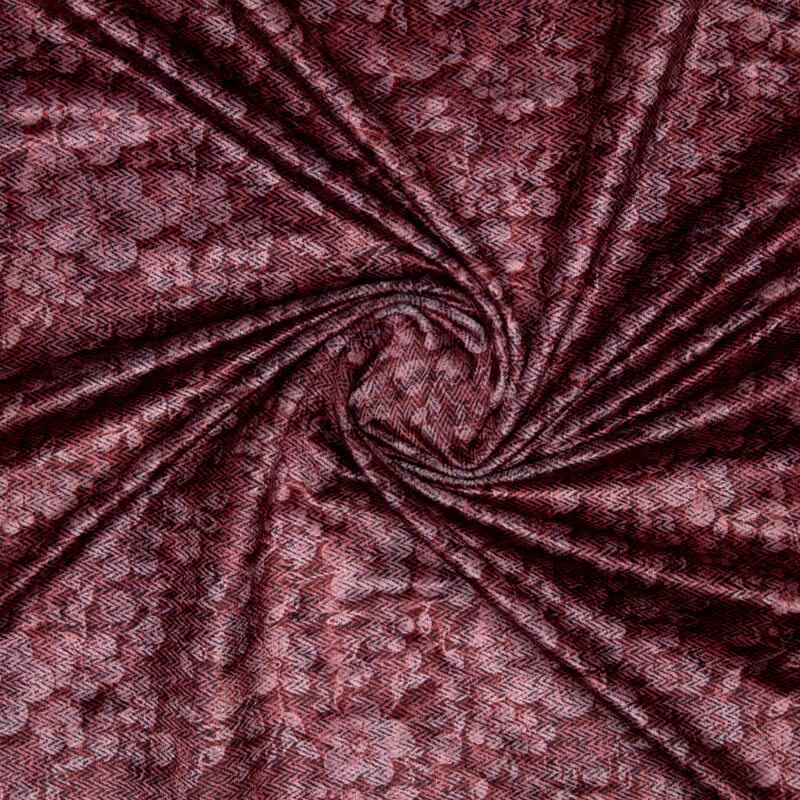 Brandy Floral Pattern Digital Print Velvet Fabric (Width 54 inches) - Fabcurate