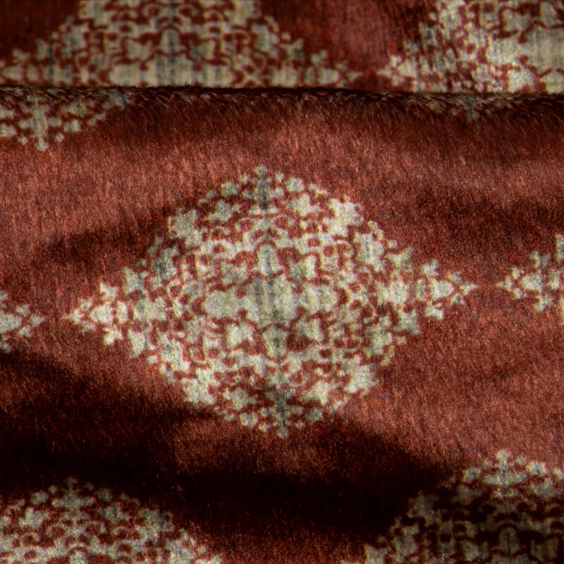 Brown Trellis Pattern Digital Print Velvet Fabric (Width 54 inches) - Fabcurate