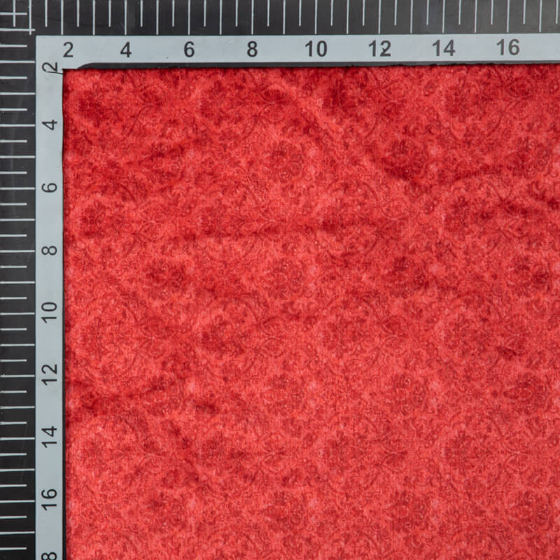 Red Traditional Pattern Digital Print Velvet Fabric (Width 54 inches) - Fabcurate