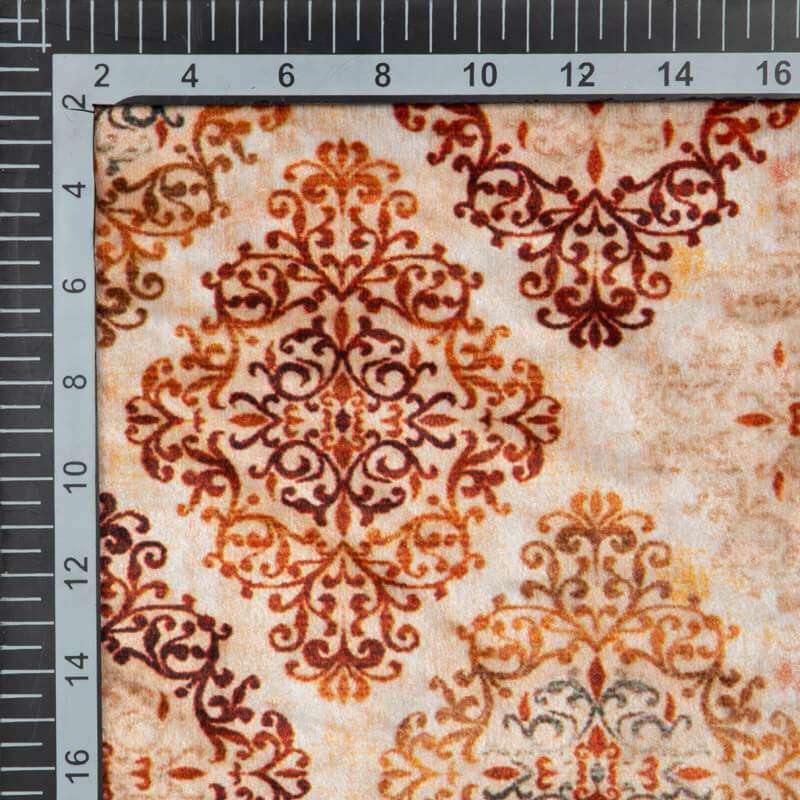 Brown Trellis Pattern Digital Print Velvet Fabric (Width 54 inches) - Fabcurate