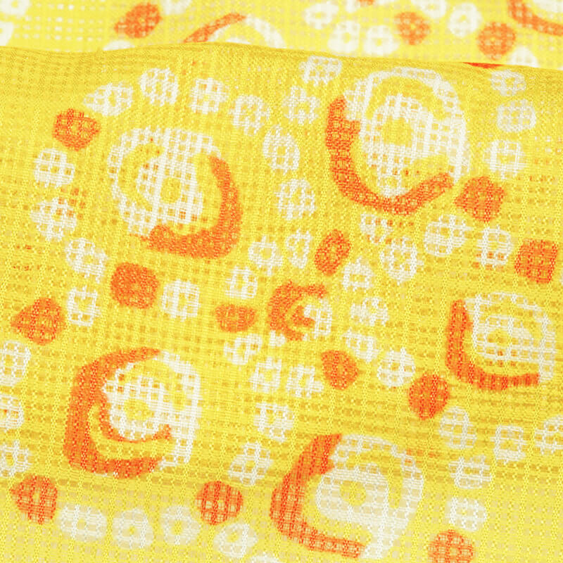 Lemon Yellow Bandhani Pattern Digital Print Kota Doria Fabric - Fabcurate