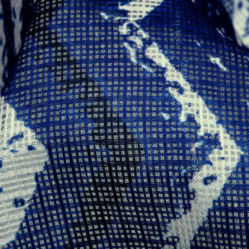 Royal Blue And White Leheriya Pattern Digital Print Kota Doria Fabric - Fabcurate