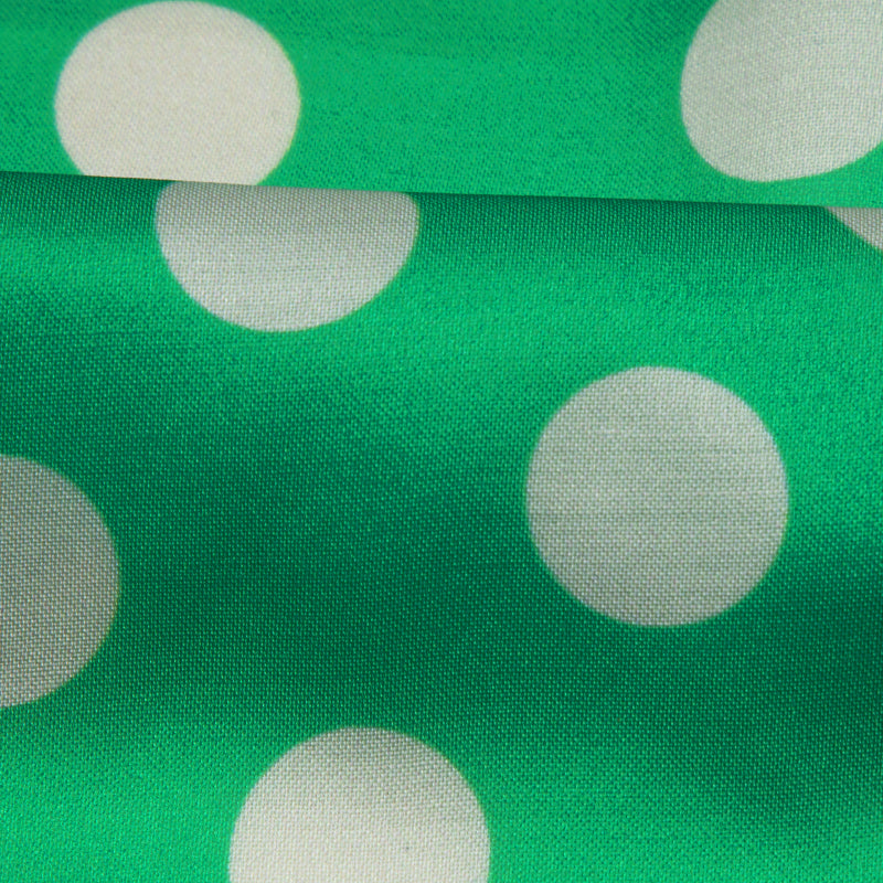 Green And White Polka Dots Digital Print Modal Satin Fabric