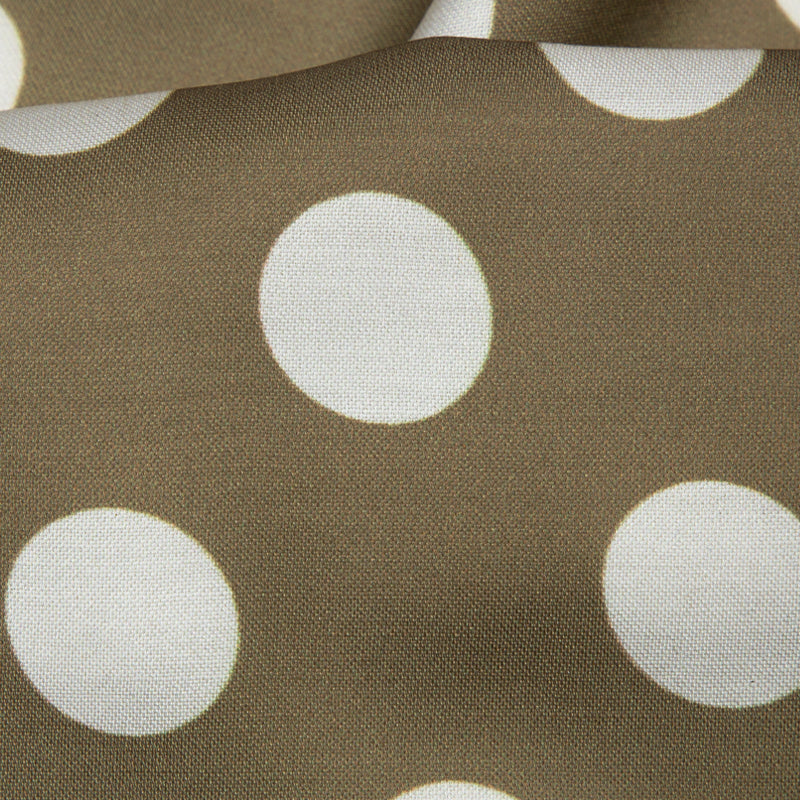 Brown And White Polka Dots Digital Print Modal Satin Fabric - Fabcurate