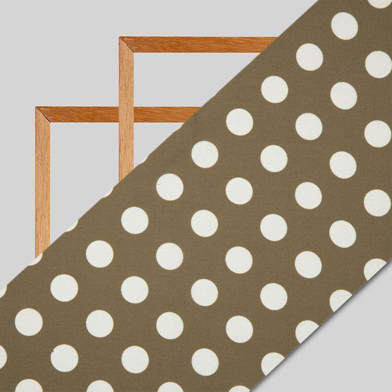 Brown And White Polka Dots Digital Print Modal Satin Fabric - Fabcurate