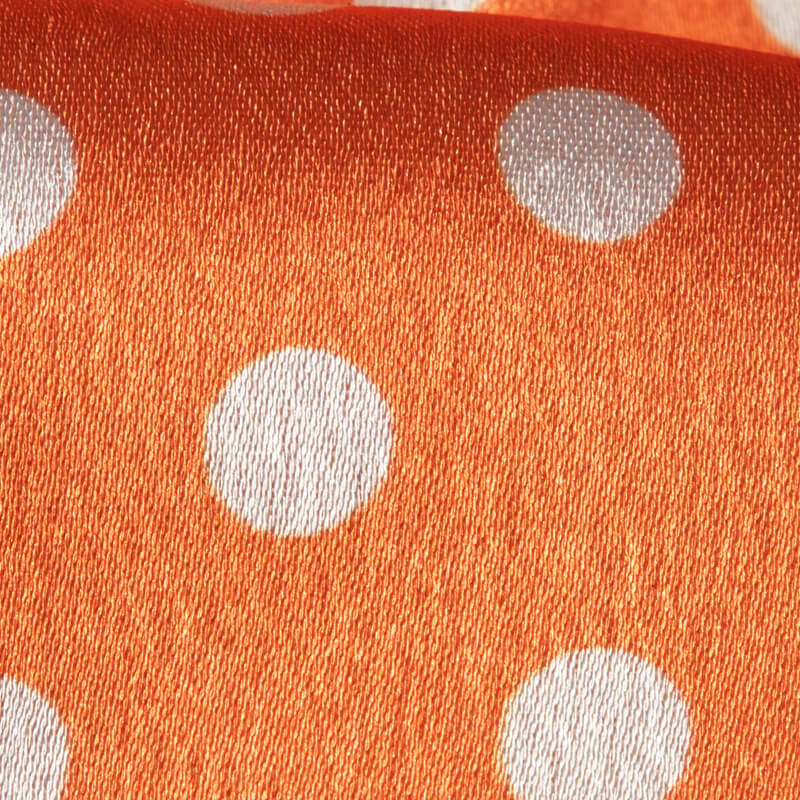 Dark Orange And White Polka Dots Digital Print Japan Satin Fabric - Fabcurate