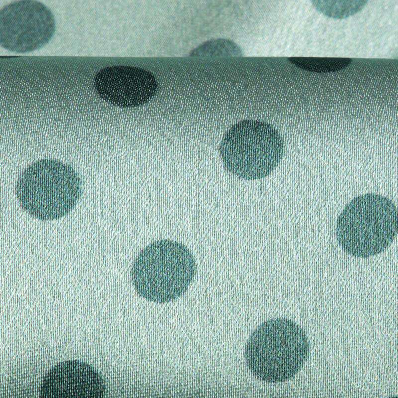 Pistachio Green And Teal Polka Dots Digital Print Japan Satin Fabric - Fabcurate