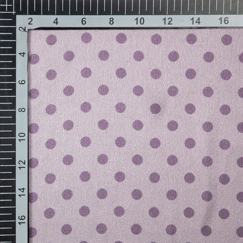 Lavender Polka Dots Digital Print Japan Satin Fabric - Fabcurate