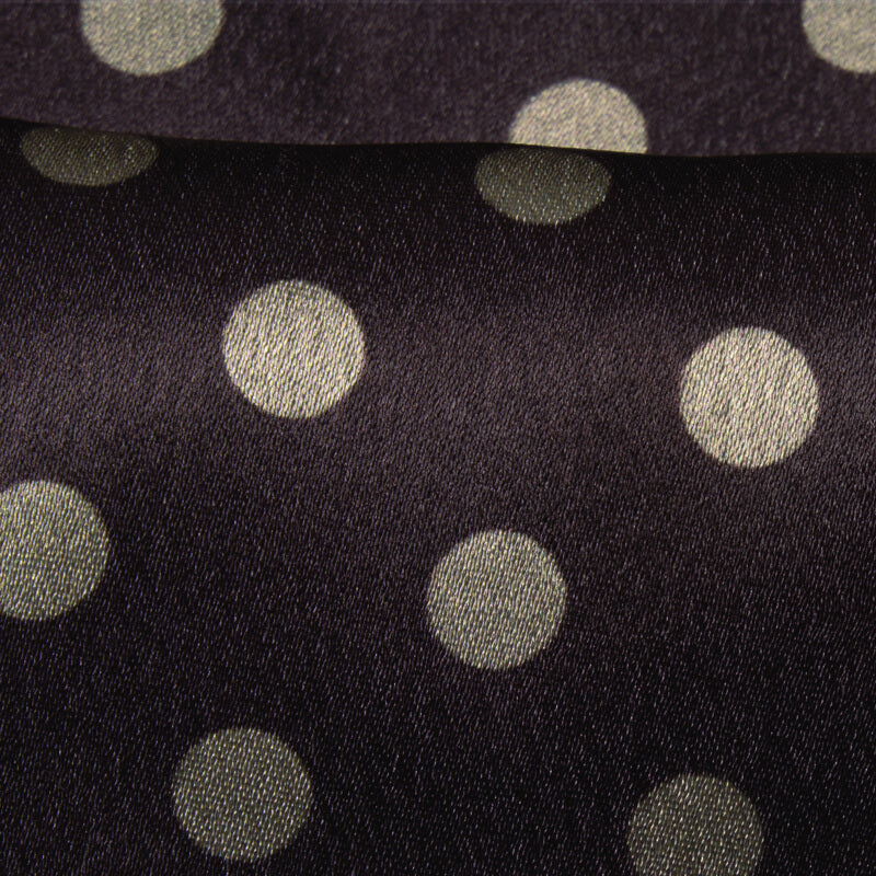 Purple Polka And Beige Dot Digital Print Japan Satin Fabric - Fabcurate
