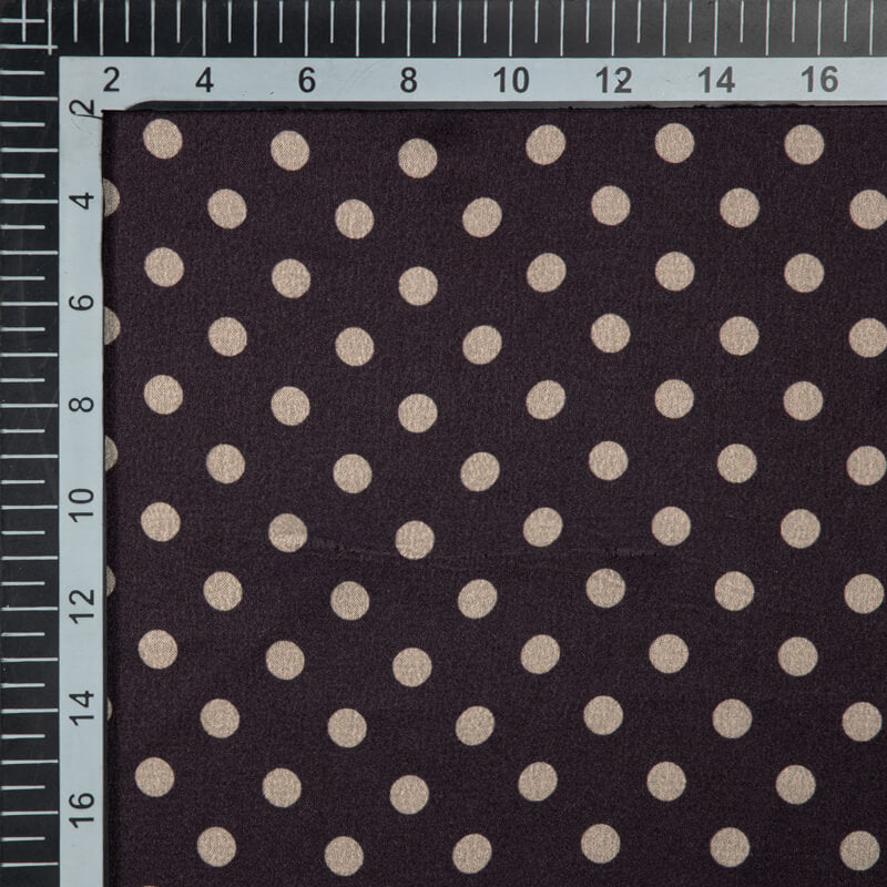 Purple Polka And Beige Dot Digital Print Japan Satin Fabric - Fabcurate