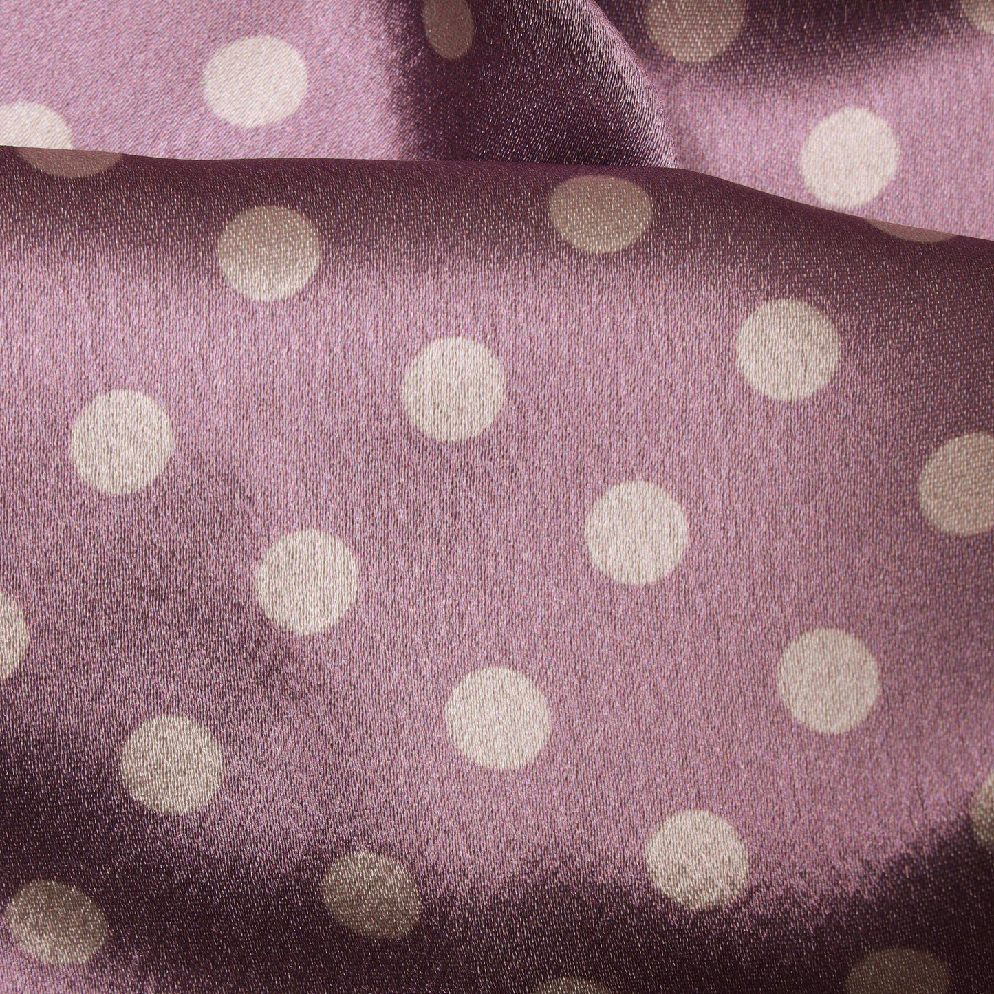 Lavender Purple And Bone White Polka Dots Digital Print Japan Satin Fabric