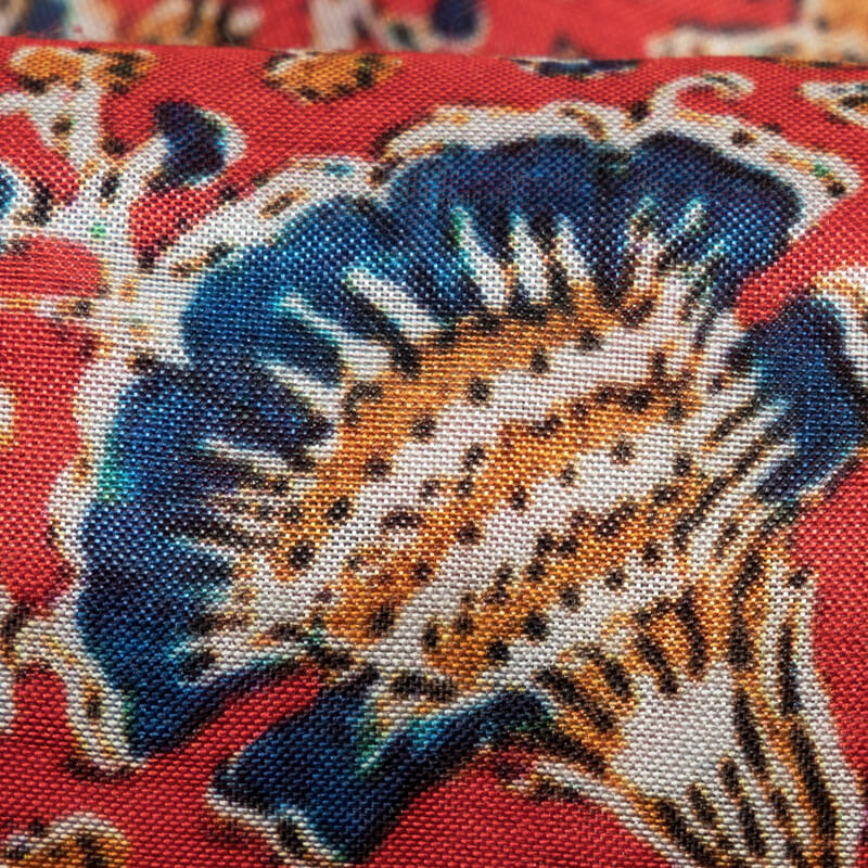 Red Kalamkari Pattern Digital Print Viscose Muslin Fabric - Fabcurate