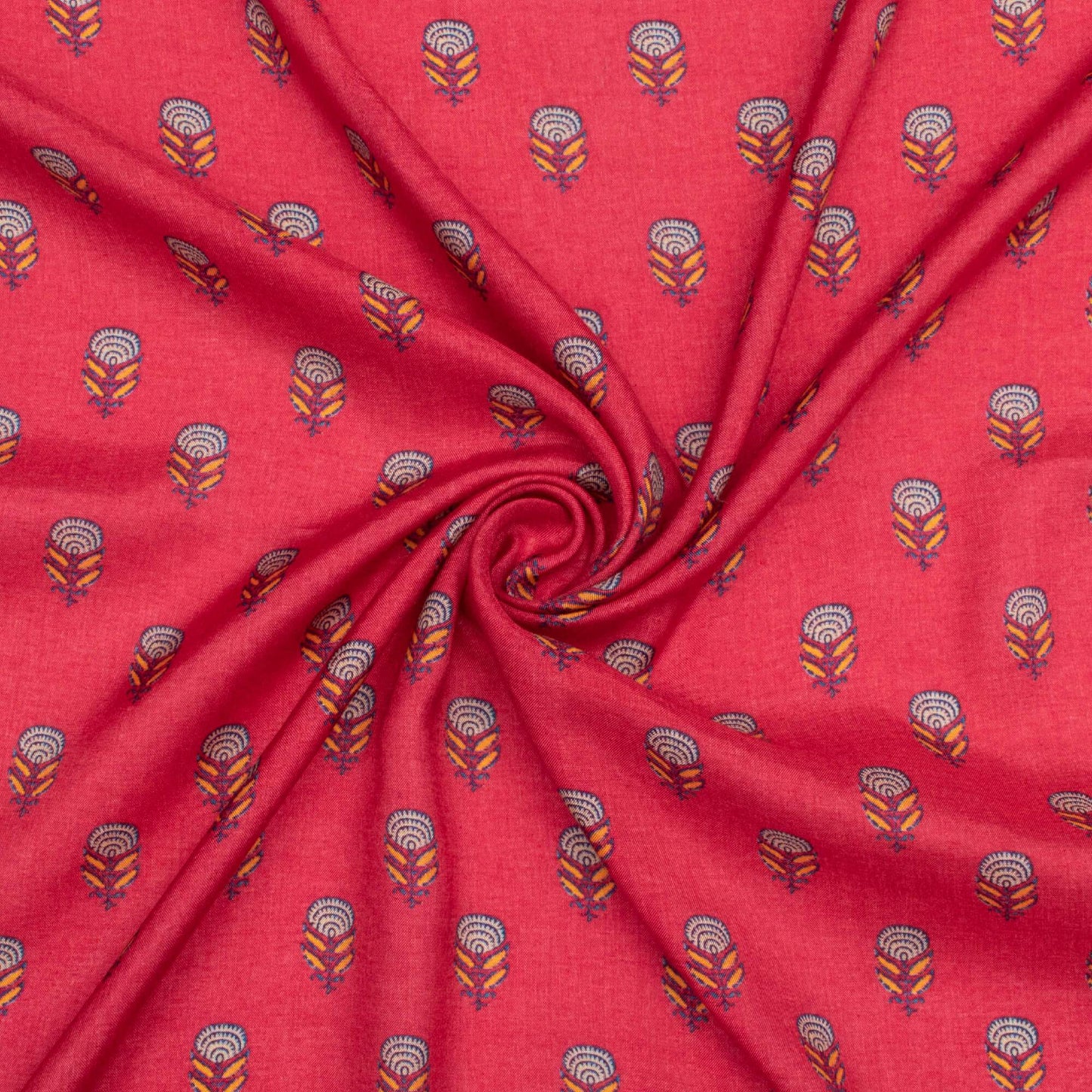 Maroon Floral Booti Pattern Digital Print Viscose Muslin Fabric
