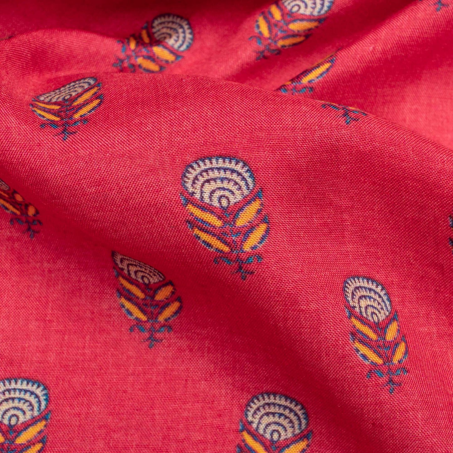 Maroon Floral Booti Pattern Digital Print Viscose Muslin Fabric
