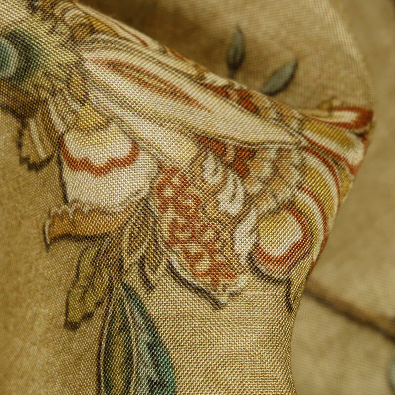 Brown Floral Pattern Digital Print Viscose Muslin Fabric
