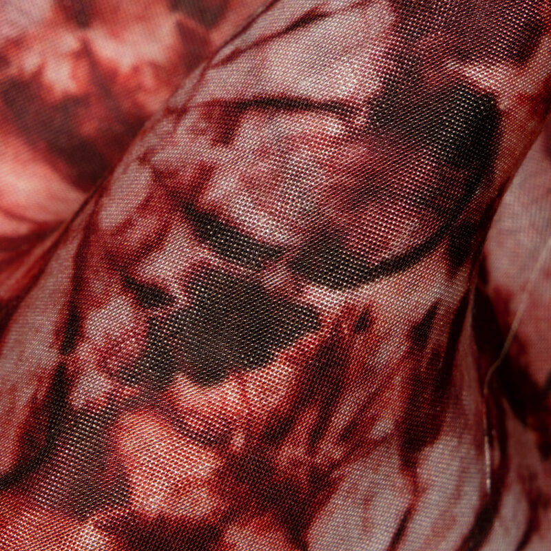 Red Batik Pattern Digital Print Viscose Muslin Fabric - Fabcurate