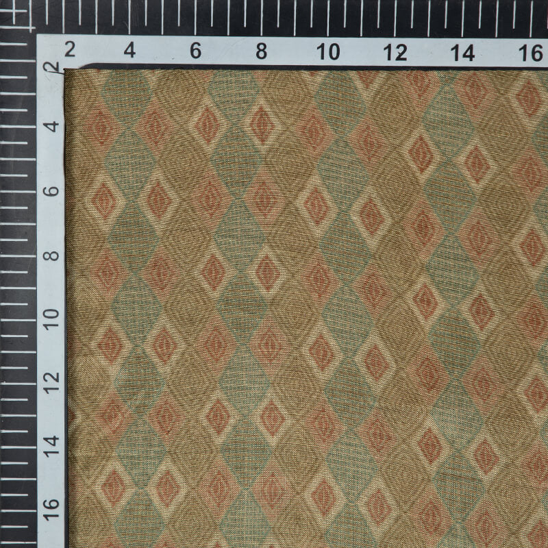 Beige Geometric Pattern Digital Print Viscose Muslin Fabric - Fabcurate