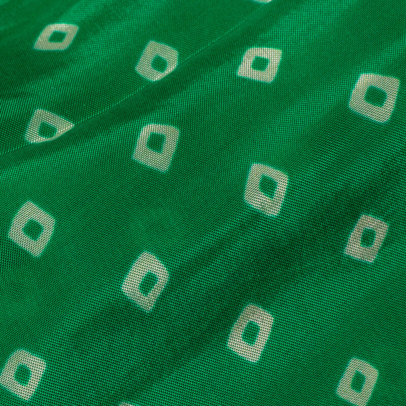 Green Bandhani Pattern Digital Print Viscose Uppada Silk Fabric - Fabcurate