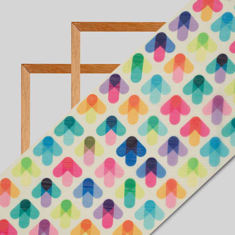 Multicolor Geometric Pattern Digital Print Chiffon Fabric - Fabcurate