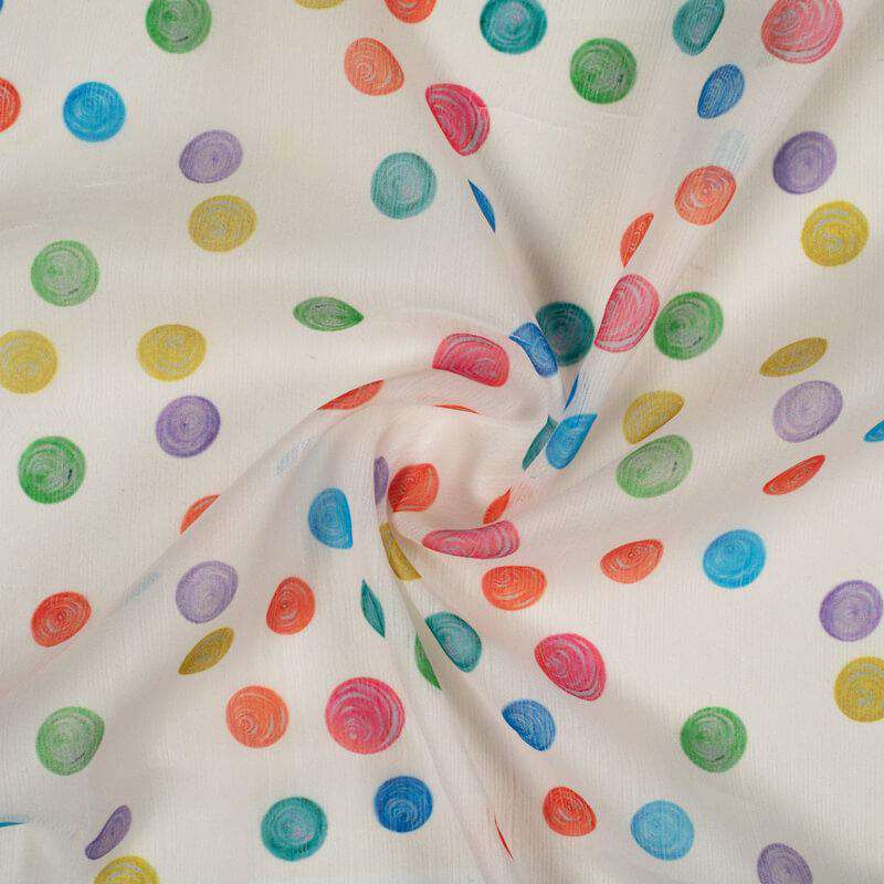 Multicolor Geometric Pattern Digital Print Chiffon Fabric - Fabcurate