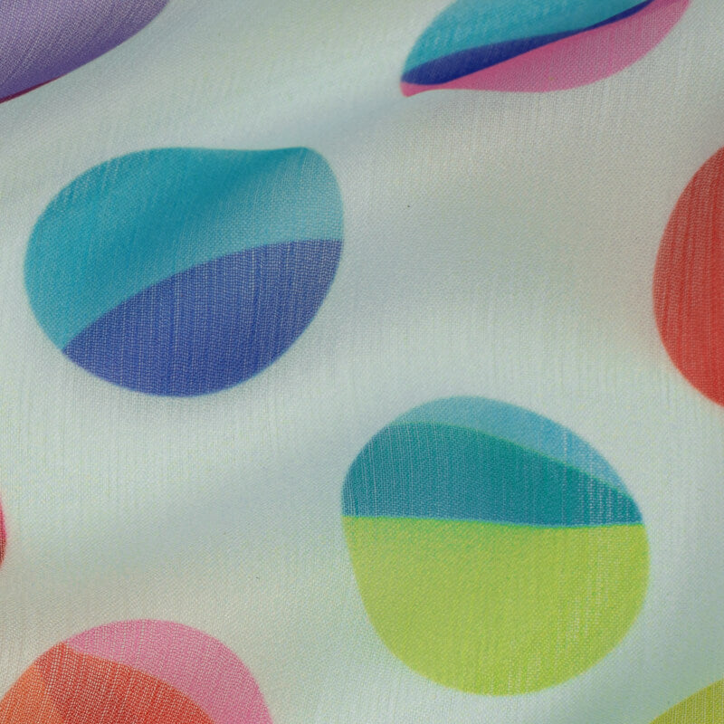 Multicolor Polka Pattern Digital Print Chiffon Fabric - Fabcurate