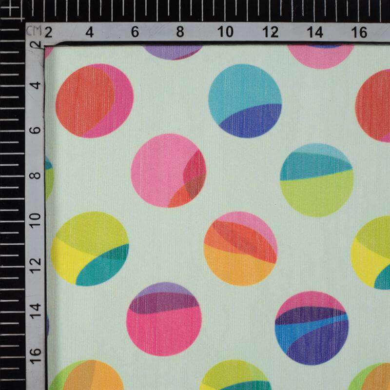 Multicolor Polka Pattern Digital Print Chiffon Fabric - Fabcurate