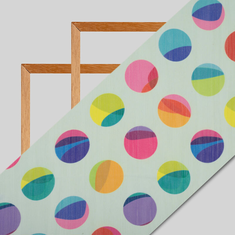 Multicolor Polka Pattern Digital Print Chiffon Fabric - Fabcurate