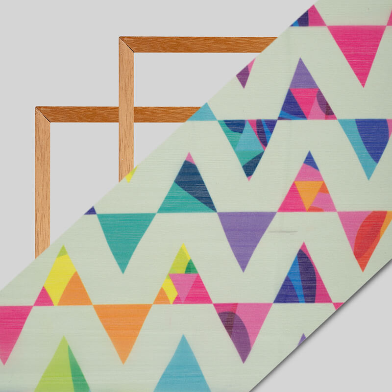 Multicolor Geometric Pattern Digital Print Chiffon Fabric - Fabcurate
