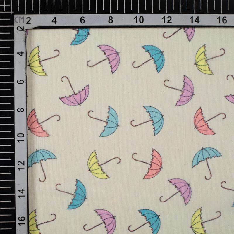 Multicolor Umbrella Pattern Digital Print Chiffon Fabric - Fabcurate