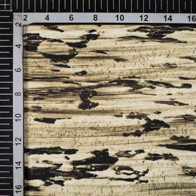 Cream And Black Abstarct Pattern Digital Print Lycra Fabric (Width 58 Inches) - Fabcurate