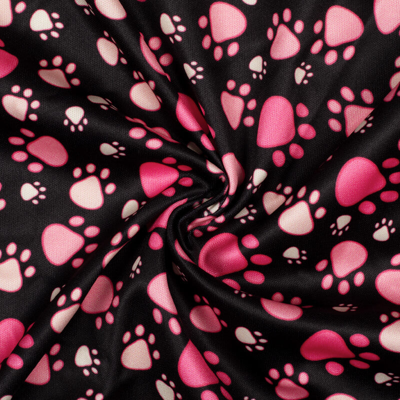 Black And Pink Object Pattern Digital Print Lycra Fabric (Width 58 Inches) - Fabcurate