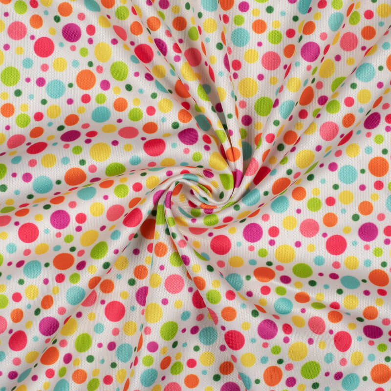 Multi-Color Polka Dots Pattern Digital Print Lycra Fabric (Width 58 Inches) - Fabcurate