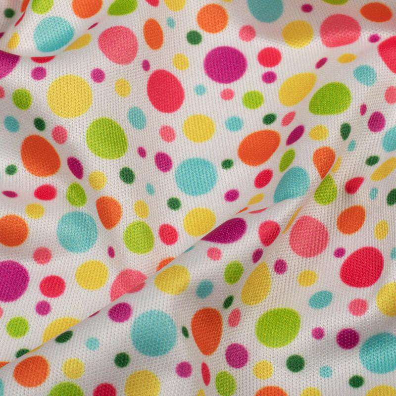 Multi-Color Polka Dots Pattern Digital Print Lycra Fabric (Width 58 Inches) - Fabcurate