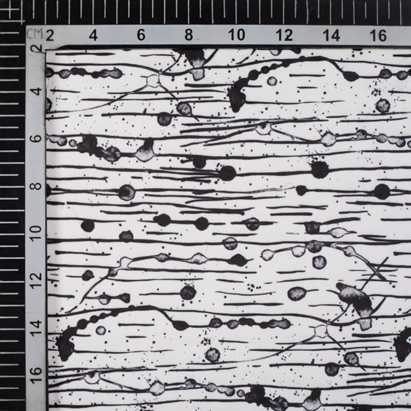 Black And White Abstract Pattern Digital Print Lycra Fabric (Width 58 Inches) - Fabcurate