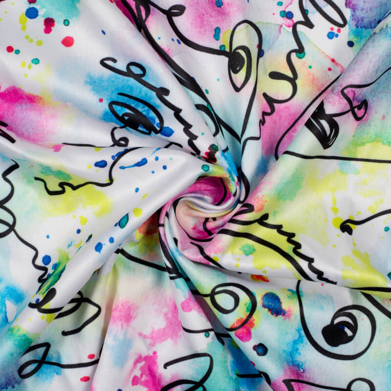 Multi-Color Abstract Pattern Digital Print Lycra Fabric (Width 58 Inches) - Fabcurate