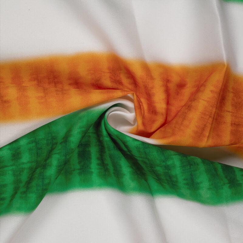 Tricolor Stripes Pattern Digital Print American Crepe Fabric - Fabcurate