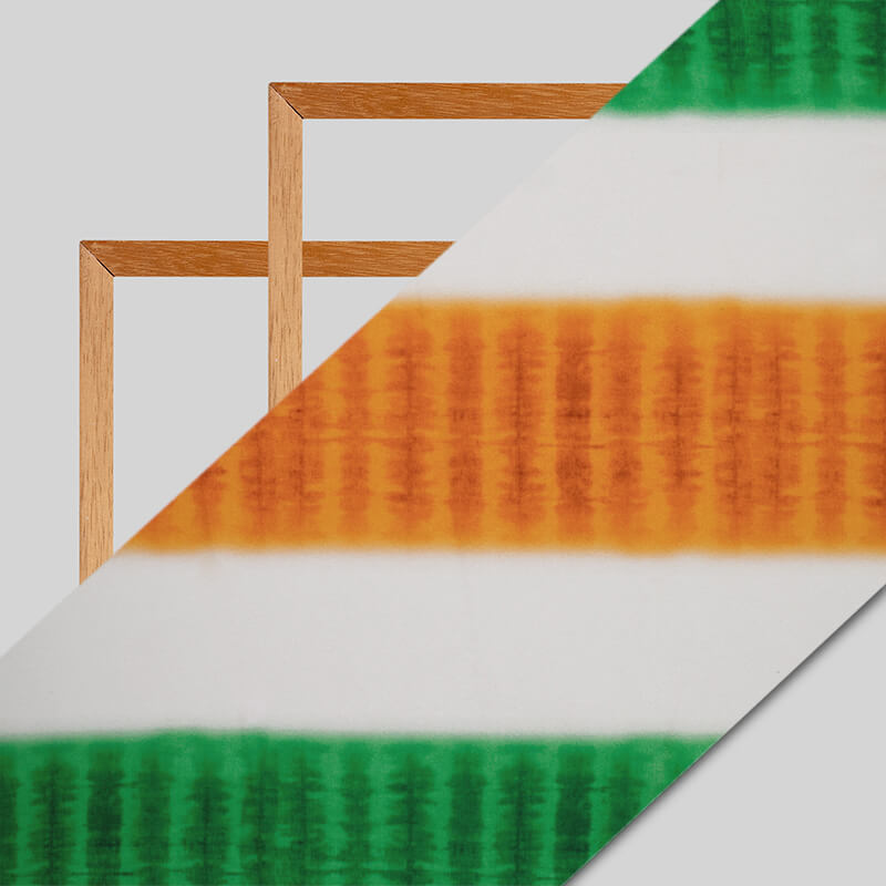 Tricolor Stripes Pattern Digital Print American Crepe Fabric - Fabcurate