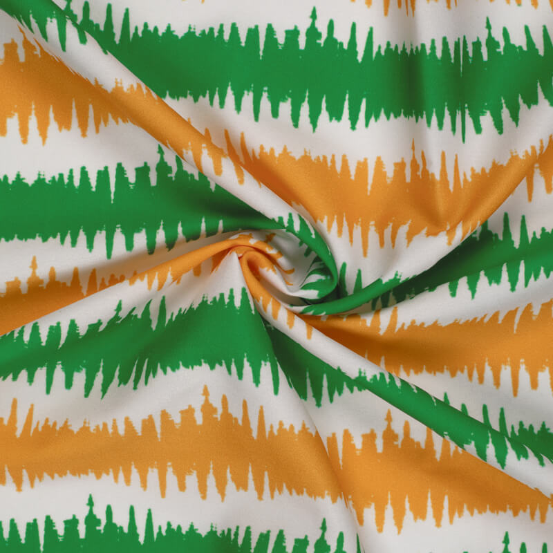 Tricolor Abstract Pattern Digital Print American Crepe Fabric - Fabcurate